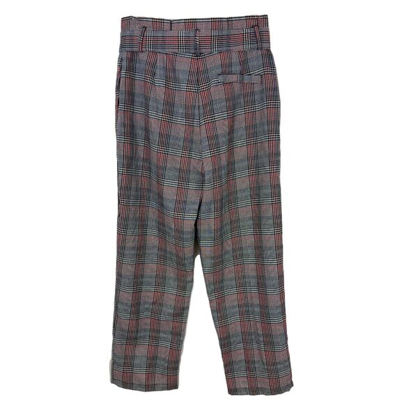 COTTON ON Shannon Pant US 4 Monika Check Print Red Black Plaid Paperbag NWT B36 - Picture 2 of 5